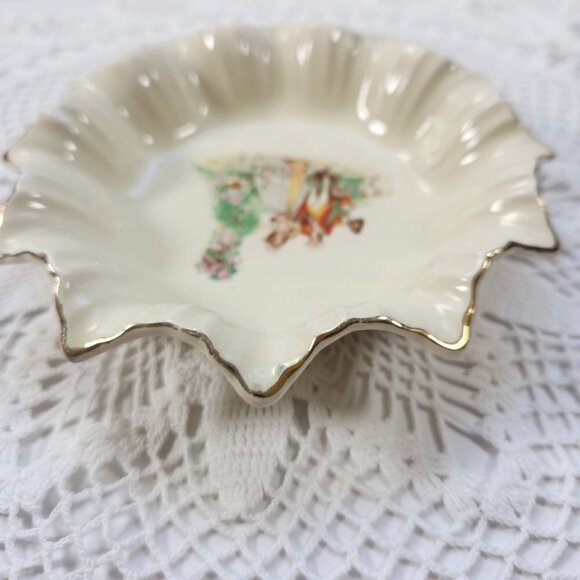 J&G Meakin Sunshine Fluted Dish Scalloped Edges Gold Gilt Regent Couple England - Picture 3 of 9
